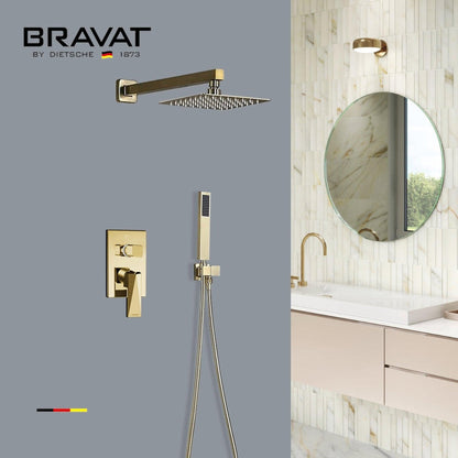 Fontana Bravat FS-9564 Brushed Gold Wall-Mounted Rainfall Mixer Shower Set