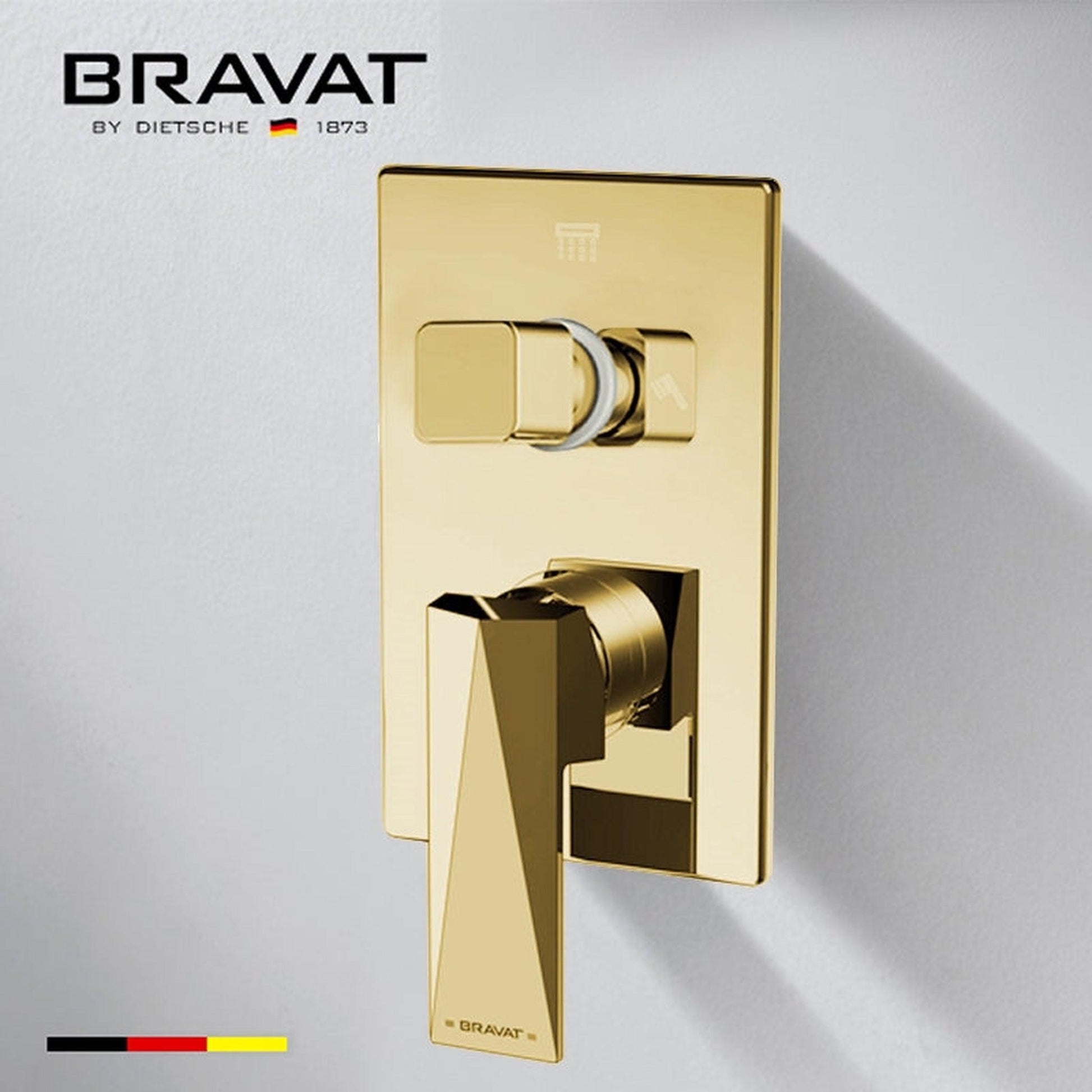 Fontana Bravat FS-9564 Brushed Gold Wall-Mounted Rainfall Mixer Shower Set