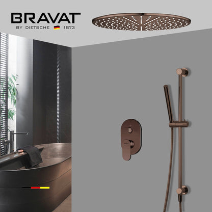 Fontana Bravat Light Oil Rubbed Bronze Round Ceiling Mounted LED Rainfall Shower System With Hand Shower