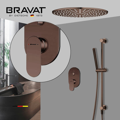 Fontana Bravat Light Oil Rubbed Bronze Round Ceiling Mounted LED Rainfall Shower System With Hand Shower