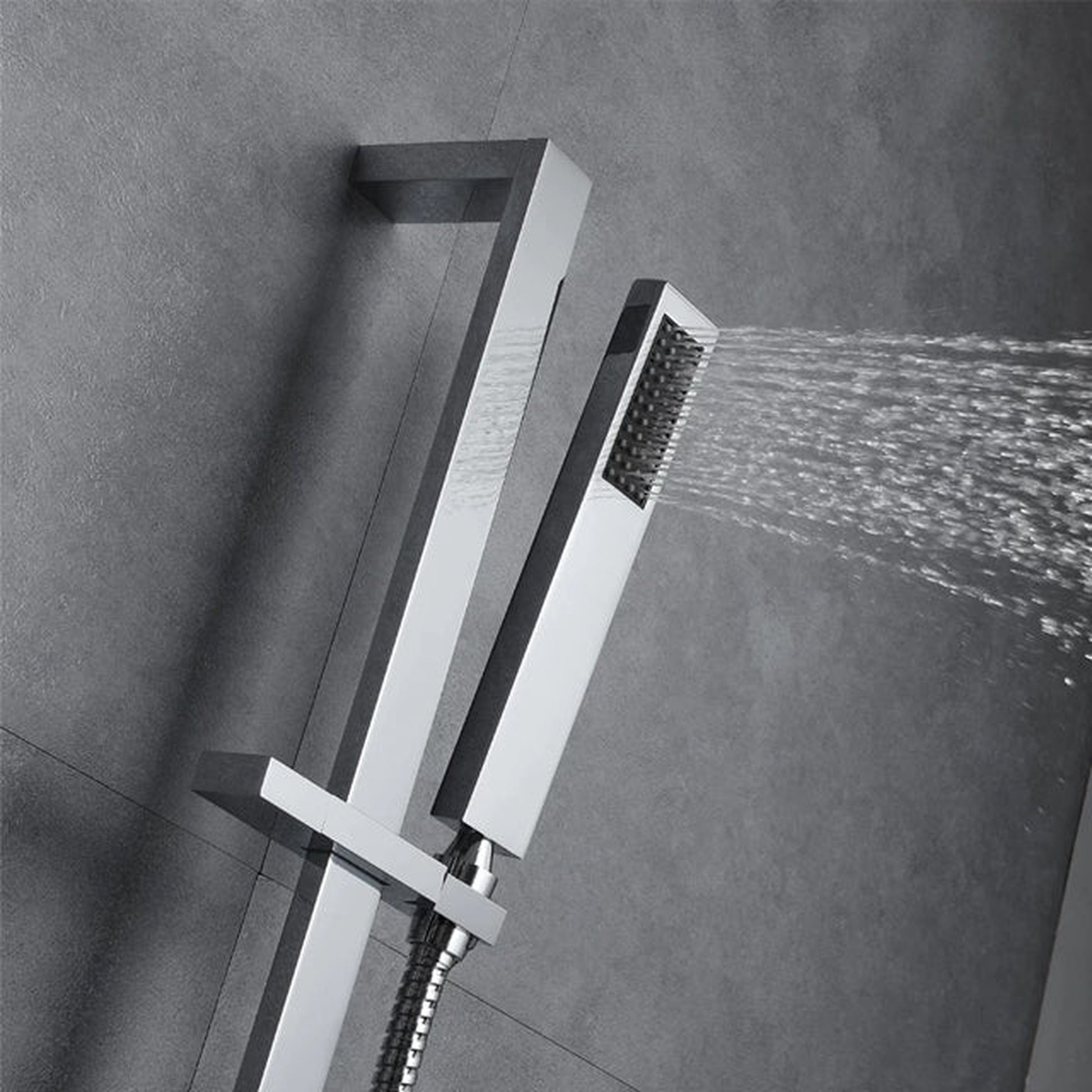 Fontana Brescia Chrome Recessed Ceiling Mounted Musical Phone Controlled Thermostatic Luxurious LED Waterfall Rainfall Shower System With 3-Jet Body Sprays and Hand Shower