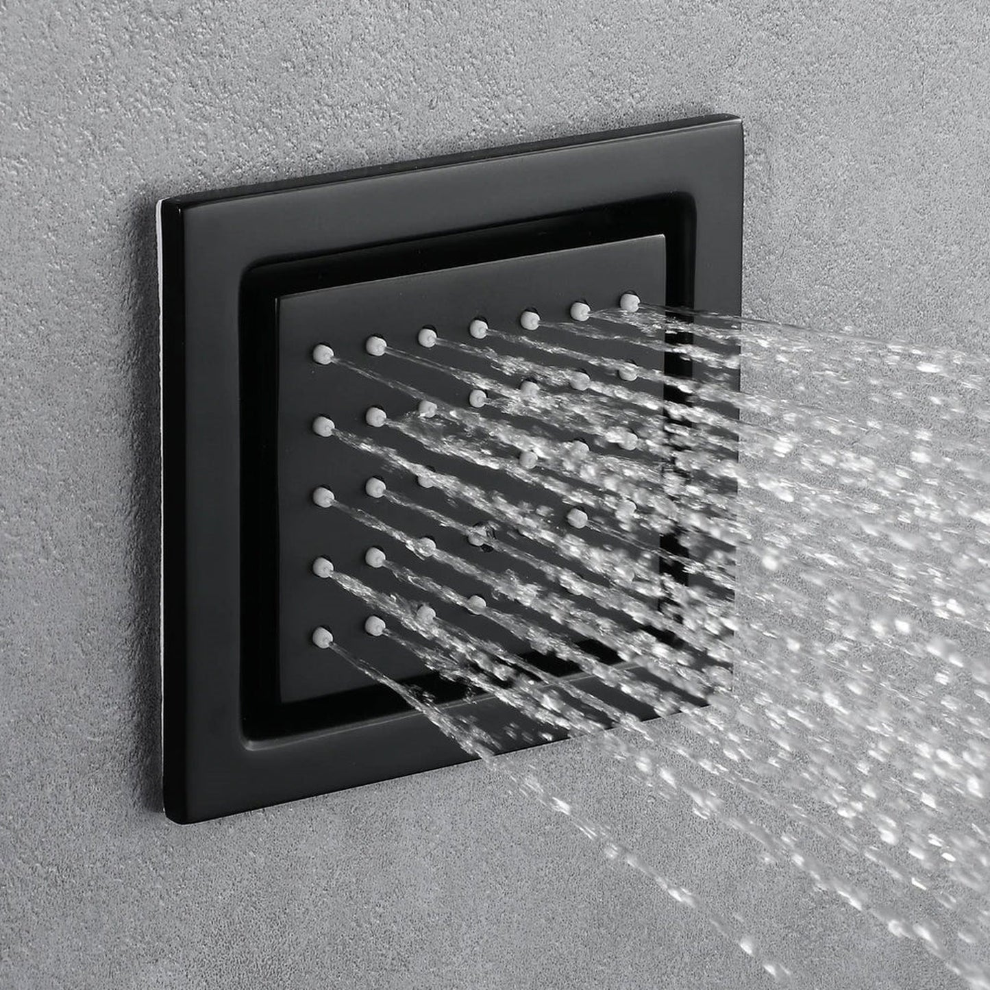 Fontana Cagliari Matte Black Recessed Ceiling Mounted Phone Controlled Thermostatic Musical LED Rainfall Shower System With 6-Jet Body Sprays and Hand Shower