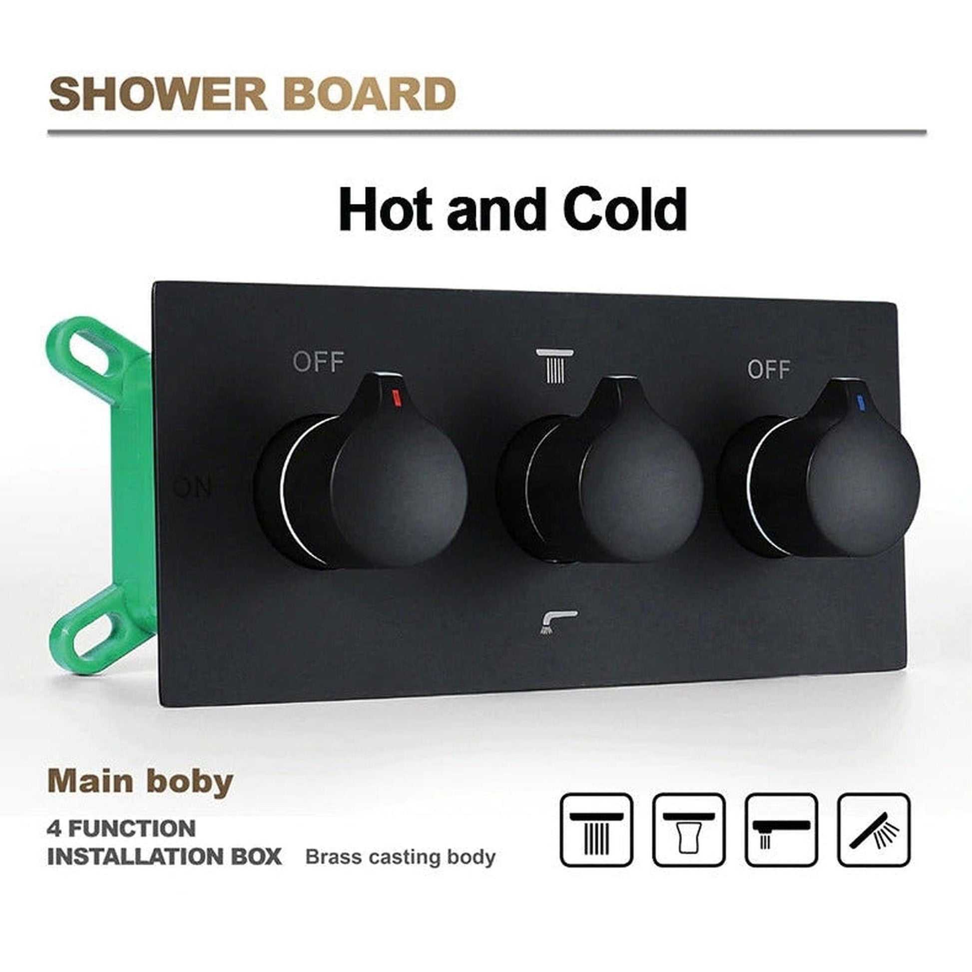 Fontana Carpi Matte Black Ceiling Mounted Phone Controlled Music Smart LED Rainfall Waterfall Shower System With Massage Jets and Hand Shower