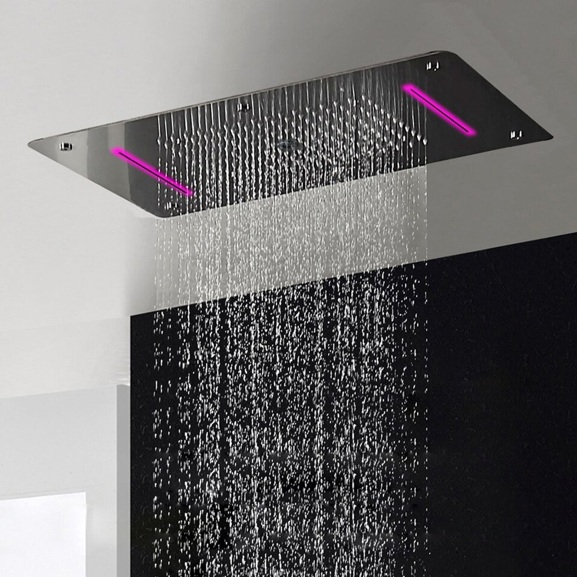 Fontana Cesena Chrome Recessed Ceiling Mounted Thermostatic LED Rainfall, Waterfall & Mist Massage Luxury Shower System With Hand Shower and 3-Jet Body Sprays