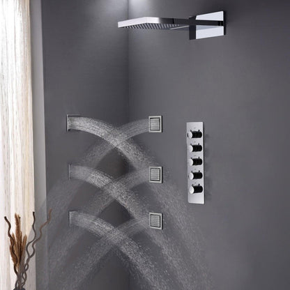 Fontana Chrome Wall-Mounted Shower System With 6-Massages Body Sprays