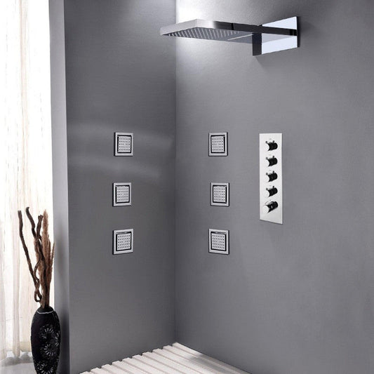 Fontana Chrome Wall-Mounted Shower System With 6-Massages Body Sprays