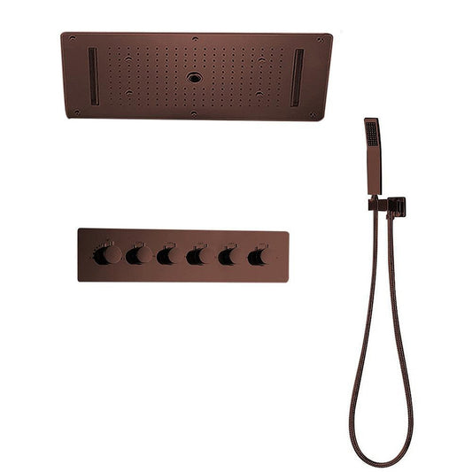 Fontana Creative Luxury Light Oil Rubbed Bronze Rectangular Amazing Relaxation Wide Ceiling Mounted LED Multiple Bath Shower System With Hand Shower
