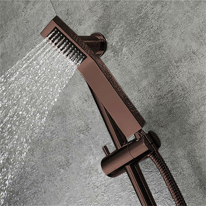 Fontana Creative Luxury Light Oil Rubbed Bronze Rectangular Ceiling Mounted Bravat LED Touch Control Rainfall Shower System With 3-Jet Body Sprays and Hand Shower