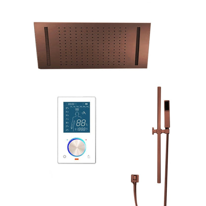 Fontana Creative Luxury Light Oil Rubbed Bronze Rectangular Ceiling Mounted Rainfall Smart Shower System With LED Touch Control and Hand Shower