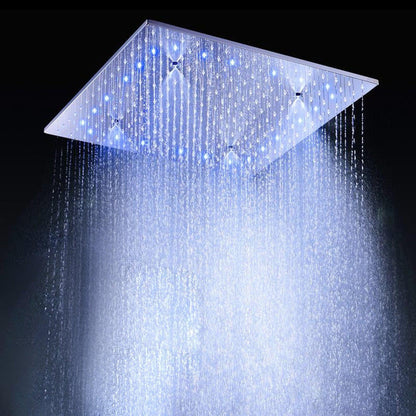 Fontana Deauville Chrome Ceiling Mounted Thermostatic LED Rainfall Shower System With 6-Body Jets and Hand Shower