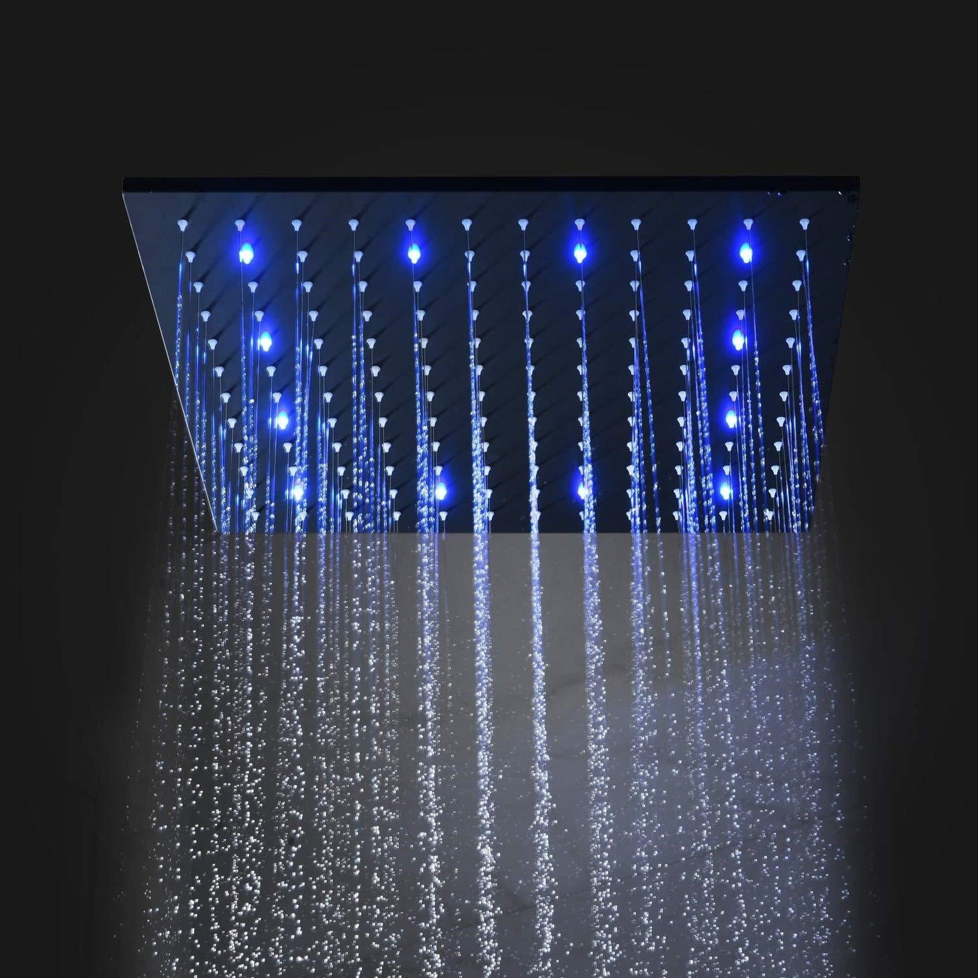 Fontana Deauville Chrome Ceiling Mounted Thermostatic LED Rainfall Shower System With 6-Body Jets and Hand Shower