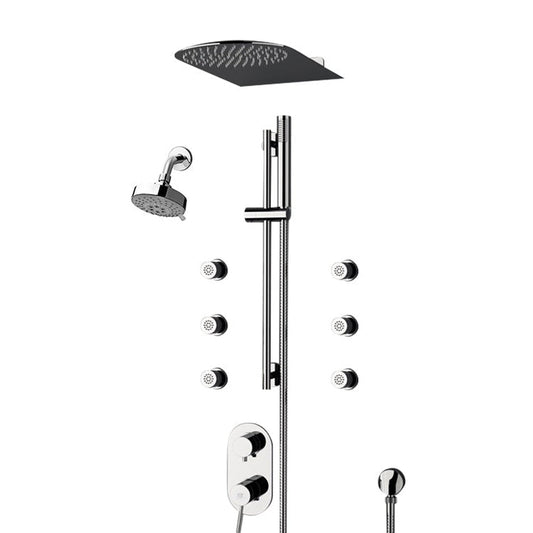 Fontana Deluxe Creative Luxury 10" Chrome Wall-Mounted Dual Shower Head Rainfall Shower System With 6-Jet Sprays and Hand Shower
