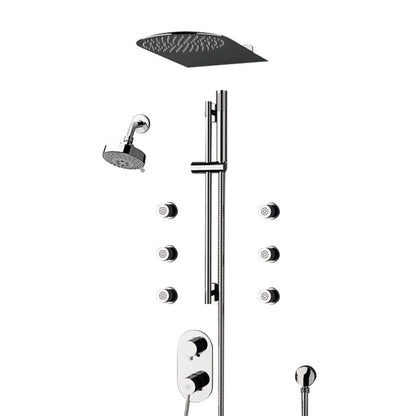 Fontana Deluxe Creative Luxury 12" Chrome Wall-Mounted Dual Shower Head Rainfall Shower System With 6-Jet Sprays and Hand Shower