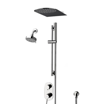 Fontana Deluxe Creative Luxury 12" Chrome Wall-Mounted Dual Shower Head Rainfall Shower System With Hand Shower