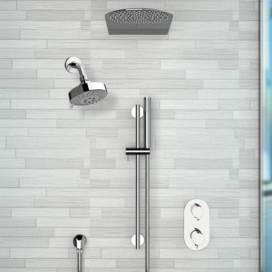 Fontana Deluxe Creative Luxury 12" Chrome Wall-Mounted Dual Shower Head Rainfall Shower System With Hand Shower