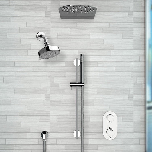 Fontana Deluxe Creative Luxury 16" Chrome Wall-Mounted Dual Shower Head Rainfall Shower System With Hand Shower