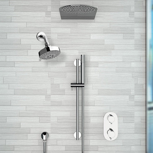 Fontana Deluxe Creative Luxury 24" Chrome Wall-Mounted Dual Shower Head Rainfall Shower System With Hand Shower
