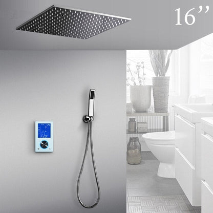 Fontana Denver Chrome Ceiling Mounted Digital Touch Panel Thermostatic Shower Set With Hand Shower