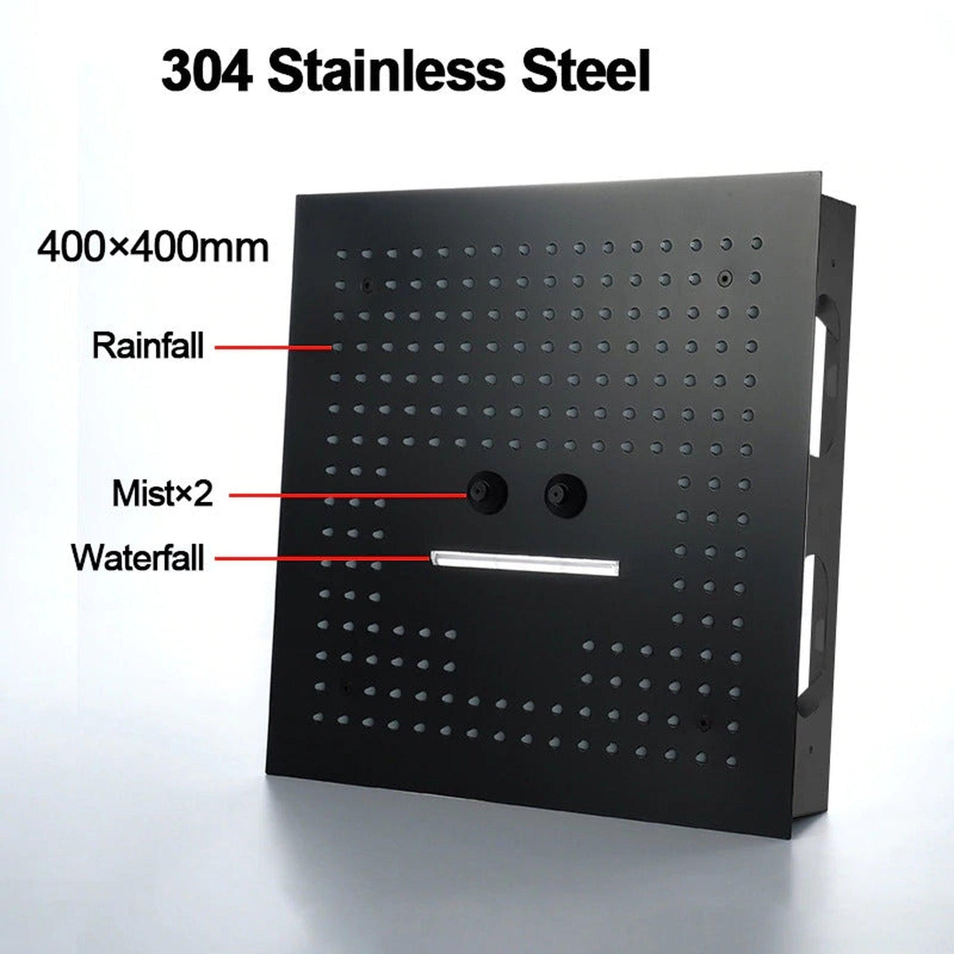 Fontana Dijon Matte Black Stainless Steel Ceiling Mounted Remote Controlled Smart LED Rainfall Waterfall Shower System