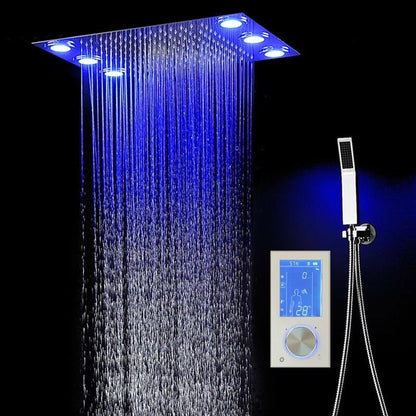 Fontana Dijon Stainless Steel Ceiling Mounted Modern LED Thermostatic Digital Touch Shower Controller Bathroom Shower System With Hand Shower