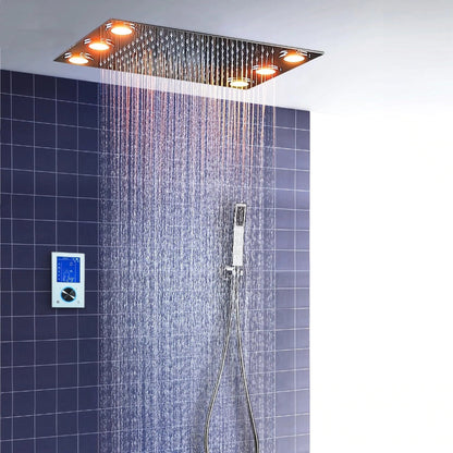 Fontana Dijon Stainless Steel Ceiling Mounted Modern LED Thermostatic Digital Touch Shower Controller Bathroom Shower System With Hand Shower