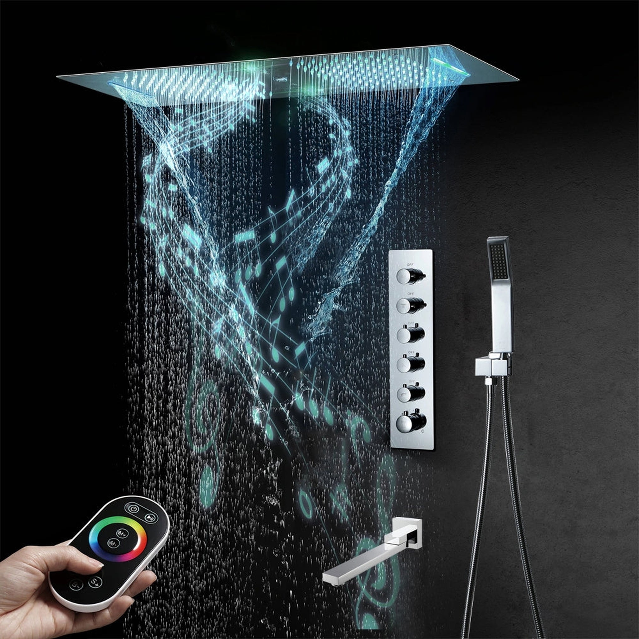 Fontana Fermo Chrome Large Recessed Ceiling Mounted LED Remote Control ...
