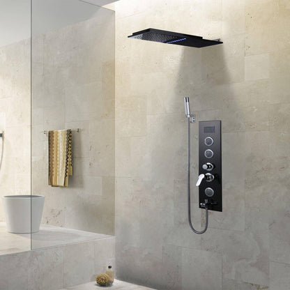Fontana Ferrara Matte Black Wall Mounted Digital Rainfall Shower System With Hand Shower