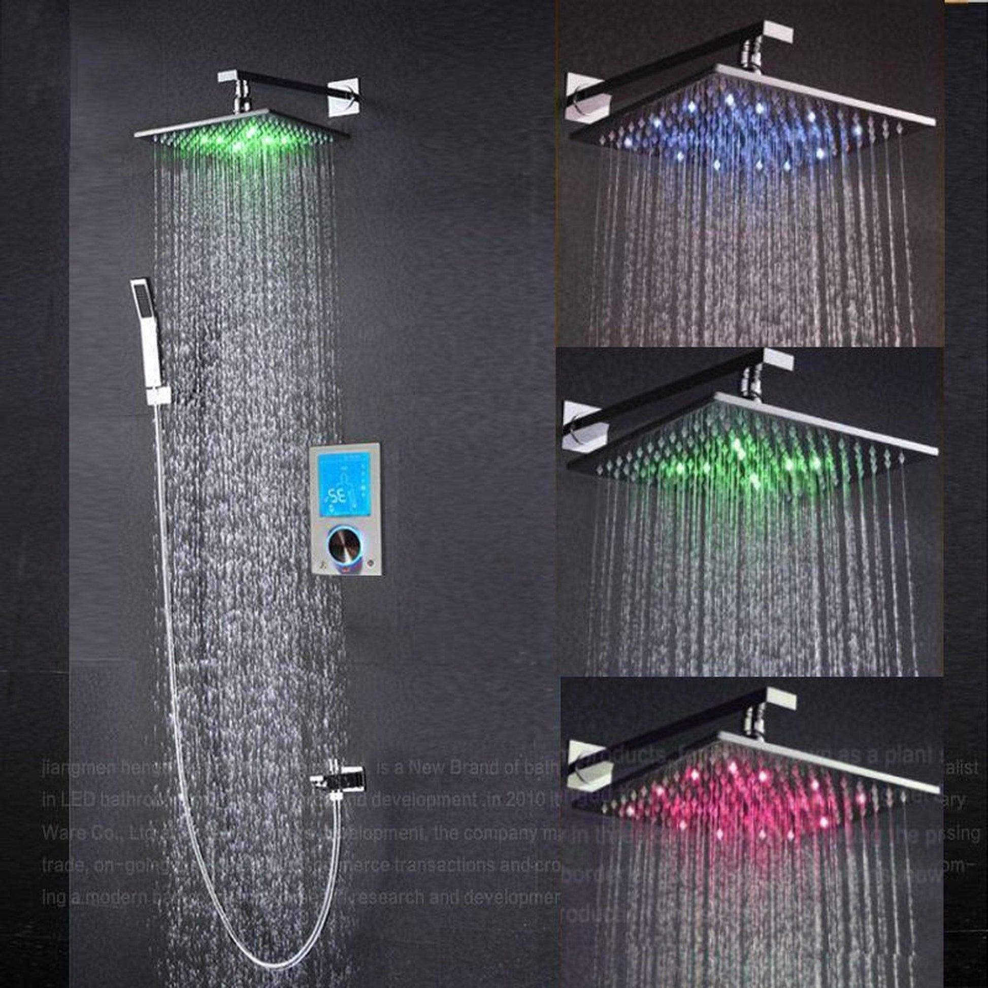 Fontana Flavia 10" Wall-Mounted Digital Color Changing LED Shower Set With Hand Shower