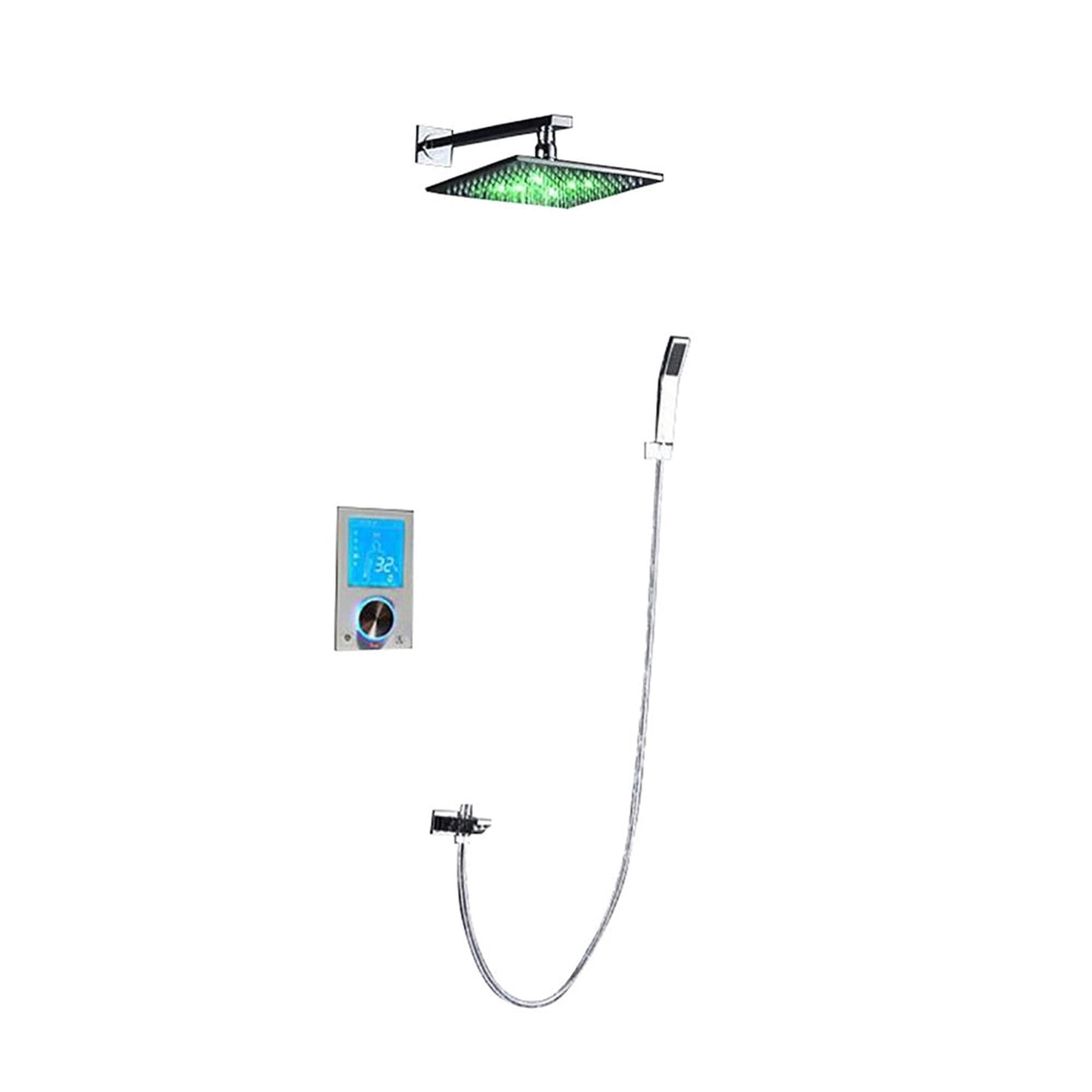 Fontana Flavia 10" Wall-Mounted Digital Color Changing LED Shower Set With Hand Shower