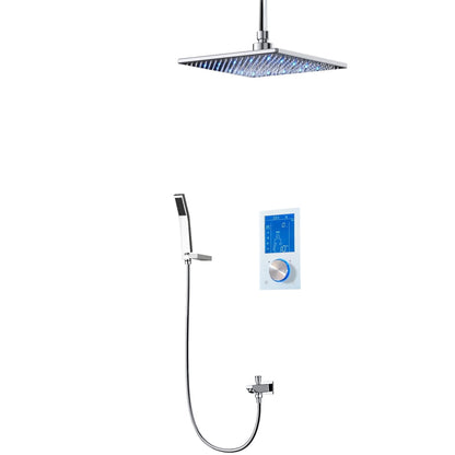 Fontana Flavia 16" Ceiling Mounted Digital Color Changing LED Rainfall Shower Set With Hand Shower