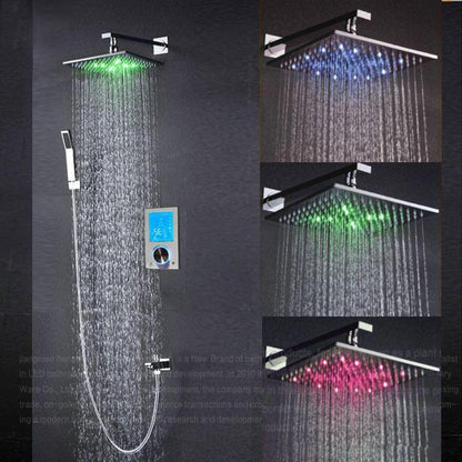 Fontana Flavia 16" Wall-Mounted Digital Color Changing LED Shower Set With Hand Shower