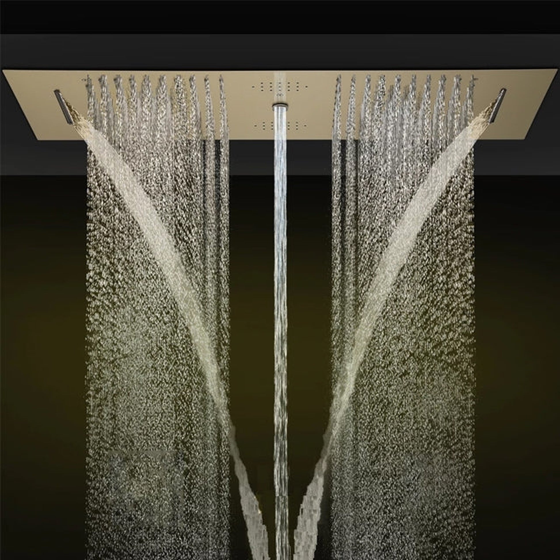 Fontana Florence Brushed Gold Ceiling Mounted Touch Panel Controlled Thermostatic Recessed Smart Musical LED Rainfall Waterfall Shower System With Hand Shower