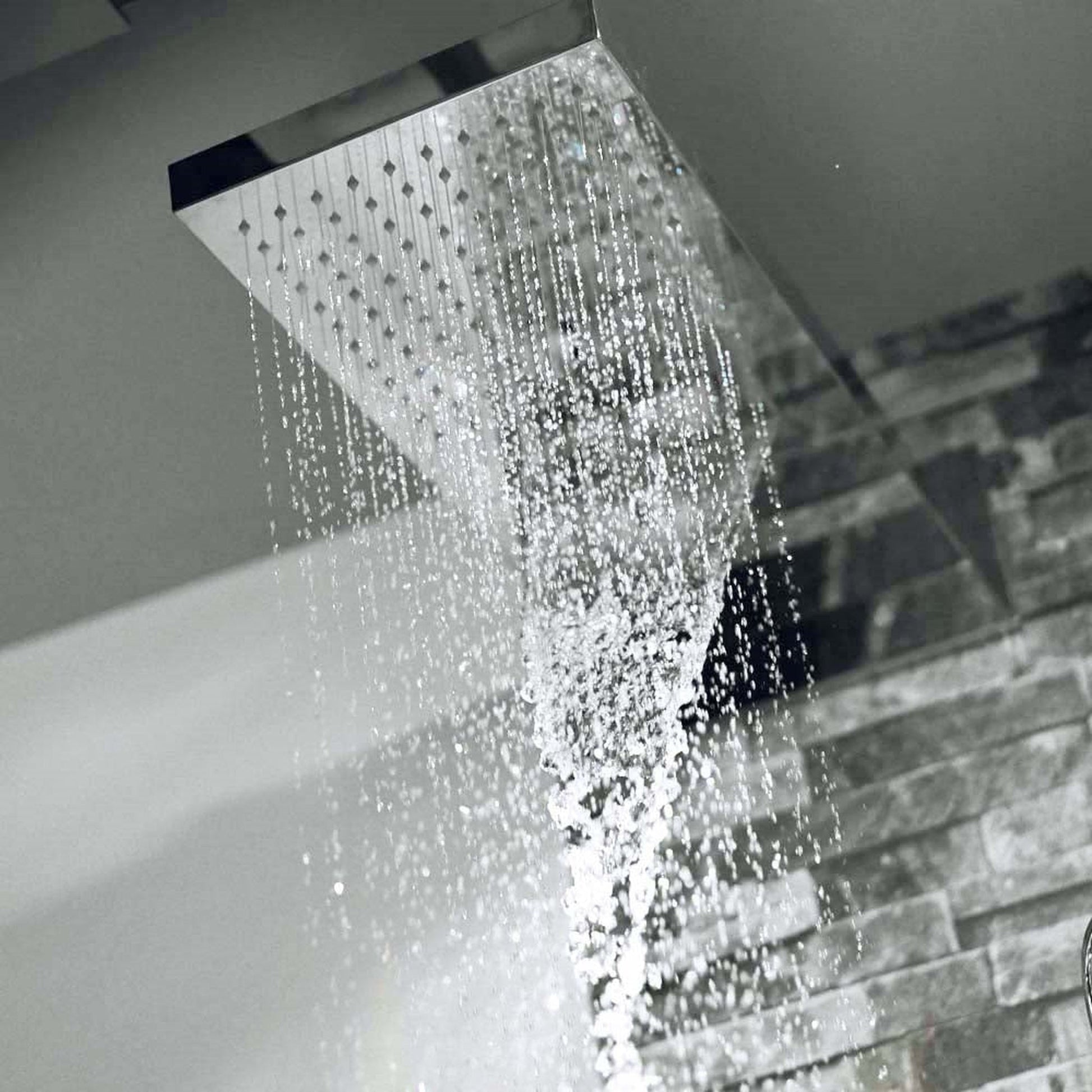 Fontana Florence Chrome Wall-Mounted Waterfall Rainfall Shower System With Hand Shower and Faucet Spout