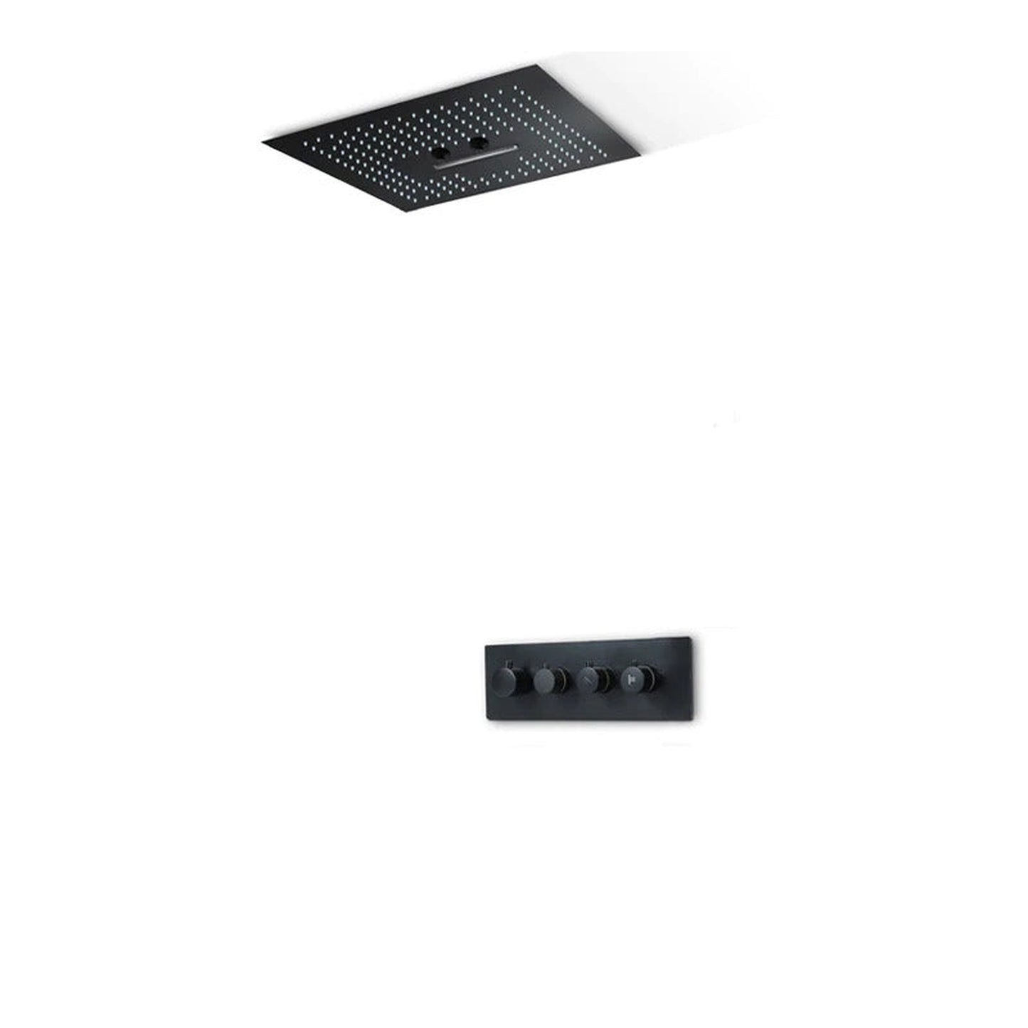 Fontana Geneva Matte Black Stainless Steel Ceiling Mounted Phone Controlled Smart LED Rainfall Waterfall Shower System