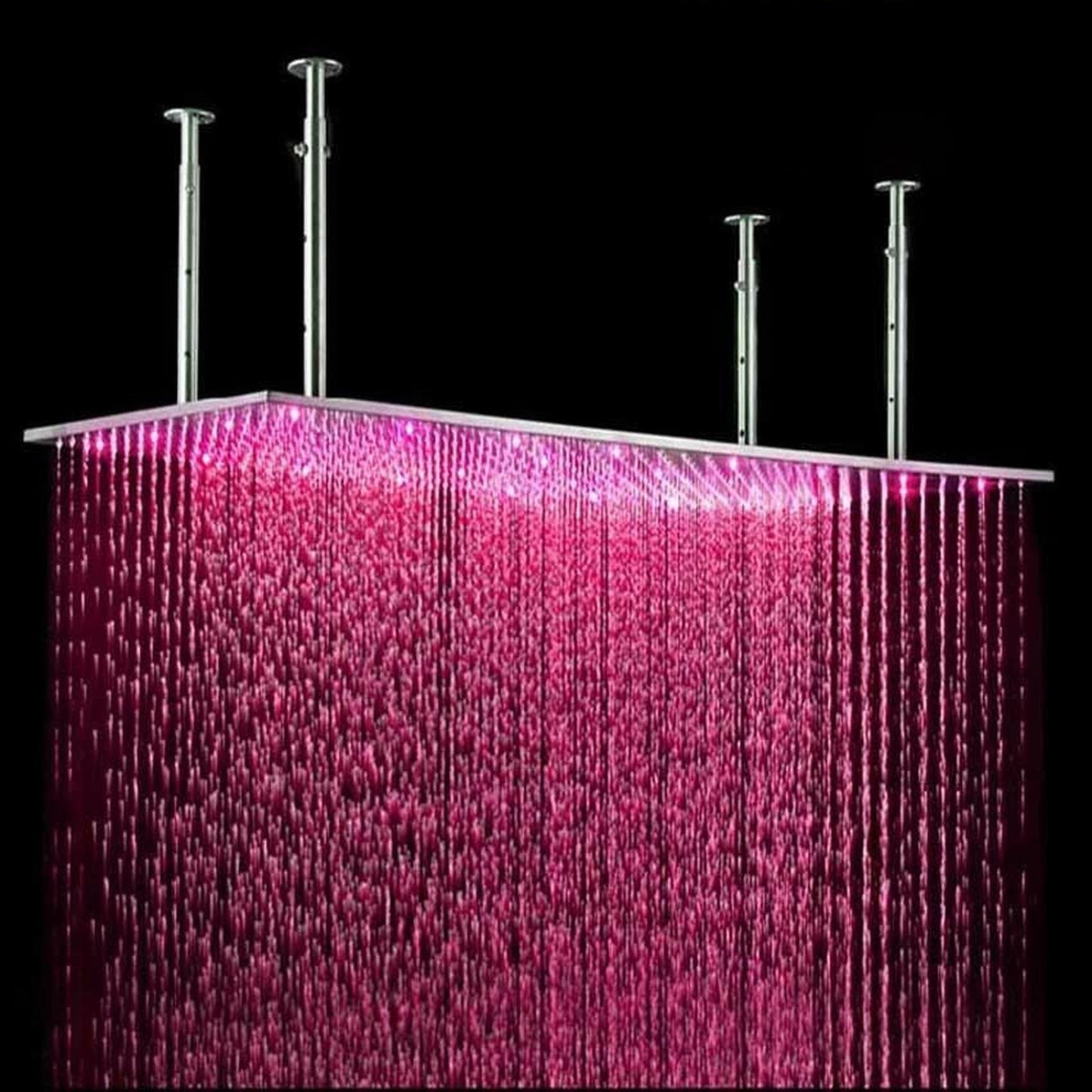 Fontana Genoa Sandino Creative Luxury Stainless Steel Rectangular Ceiling Mounted Thermostatic Rainfall LED Shower System With Hand Shower