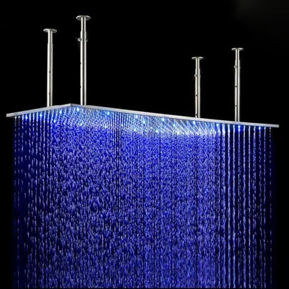 Fontana Genoa Sandino Creative Luxury Stainless Steel Rectangular Ceiling Mounted Thermostatic Rainfall LED Shower System With Hand Shower