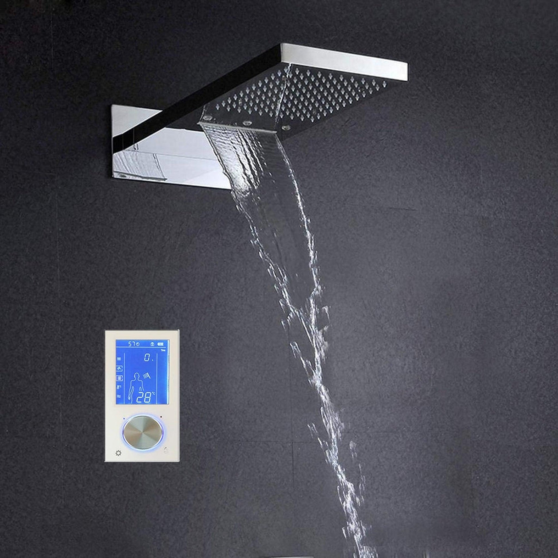 Fontana Lano Digital Smart Chrome Wall-Mounted Contemporary Shower System With Water Powered LED Lights