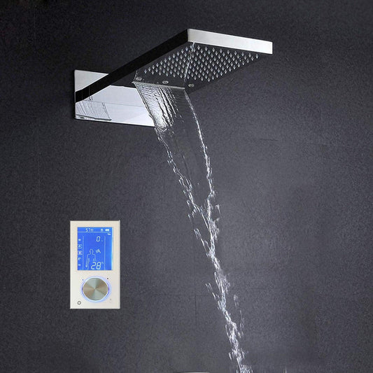 Fontana Lano Digital Smart Chrome Wall-Mounted Contemporary Shower System Without Water Powered LED Lights