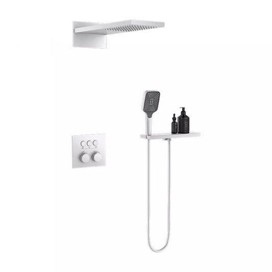 Fontana Latina Creative Luxury White Wall-Mounted Thermostatic Rainfall & Waterfall Shower System With Hand Shower