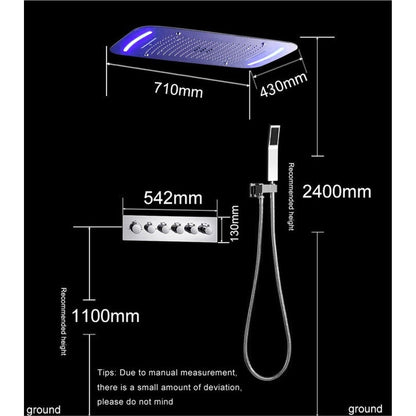 Fontana Le Havre Chrome Ceiling Mounted Multi Function Electric High Flow Thermostatic Diverter Shower System With Hand Shower