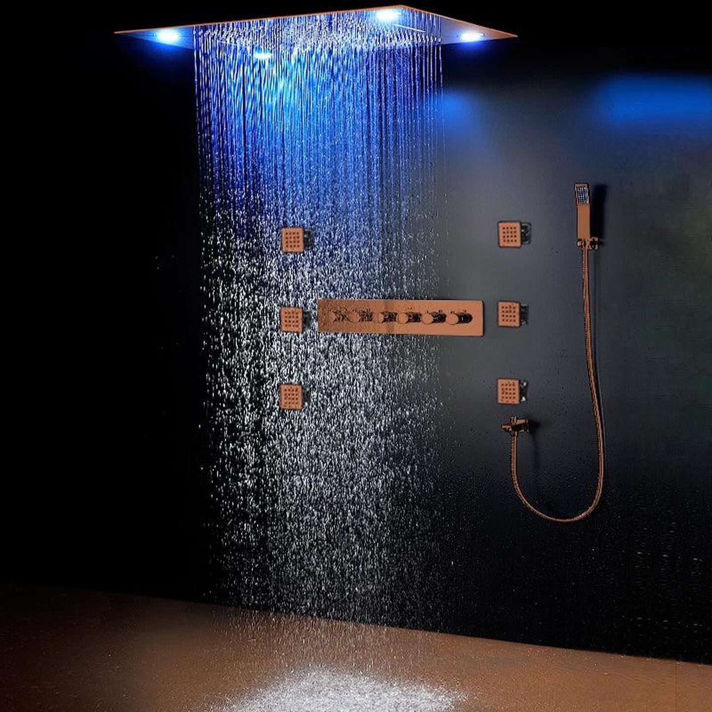 Fontana Light Oil Rubbed Bronze Smart LED Shower Head 5-Multi Function With Body Jet Spray and Hand Shower