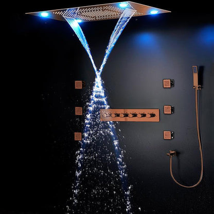 Fontana Light Oil Rubbed Bronze Smart LED Shower Head 5-Multi Function With Body Jet Spray and Hand Shower