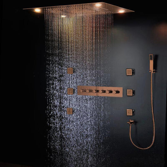 Fontana Light Oil Rubbed Bronze Smart LED Shower Head 5-Multi Function With Body Jet Spray and Hand Shower