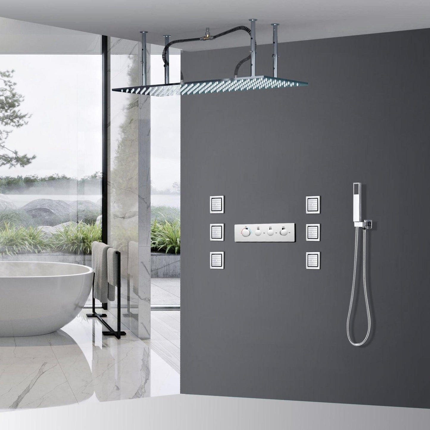 Fontana Lima Chrome Luxury Stainless Steel Shower Set