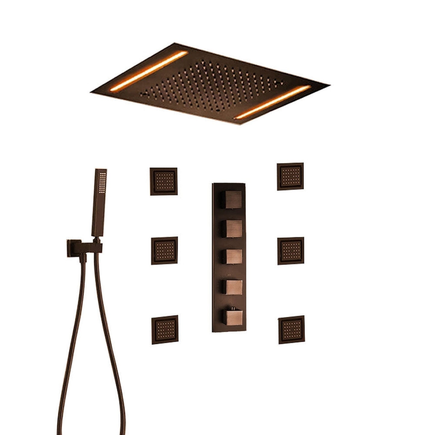 Fontana Lima Light Oil Rubbed Bronze Rainfall Waterfall Shower System