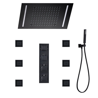 Fontana Lima Matte Black Rainfall Waterfall Shower System