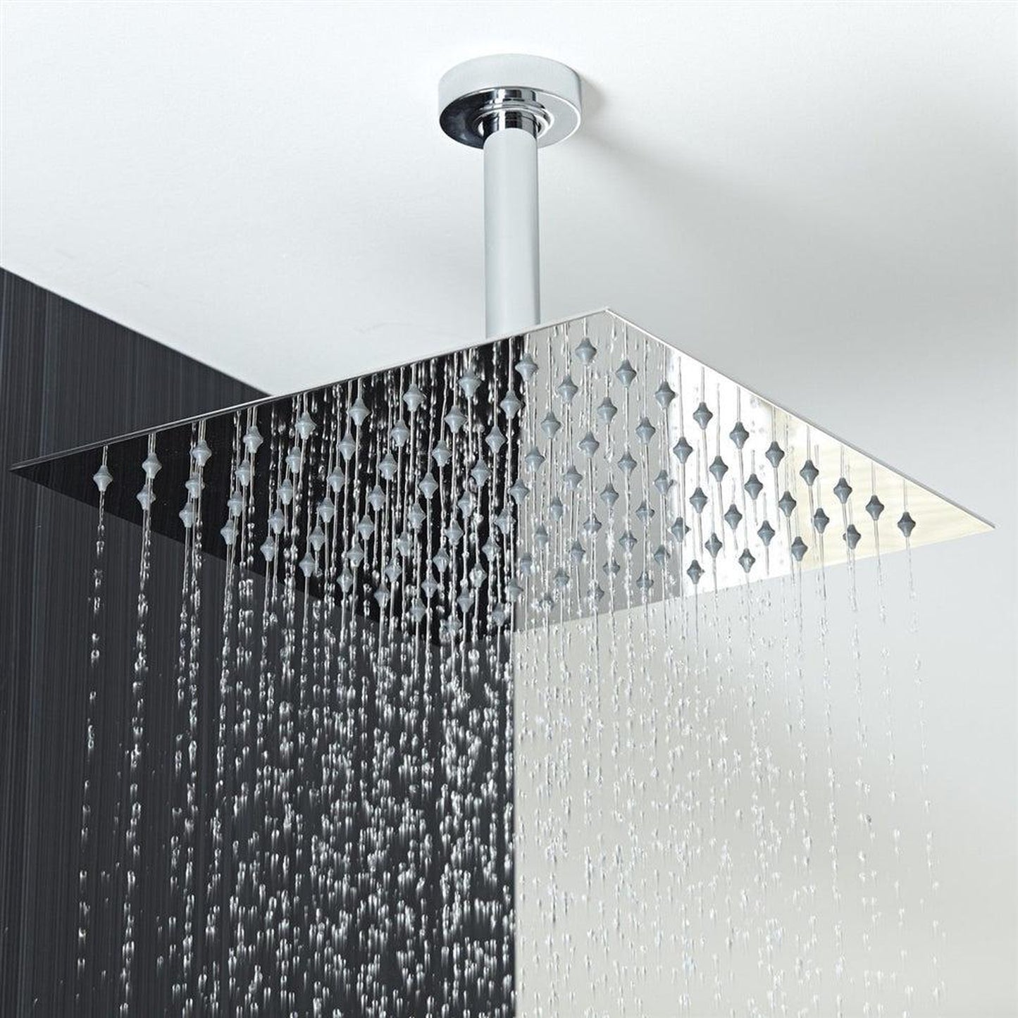 Fontana Liverpool 8" Chrome Square Ceiling Mounted Thermostatic Rainfall Shower System With Hand Shower and With Water Powered LED Lights