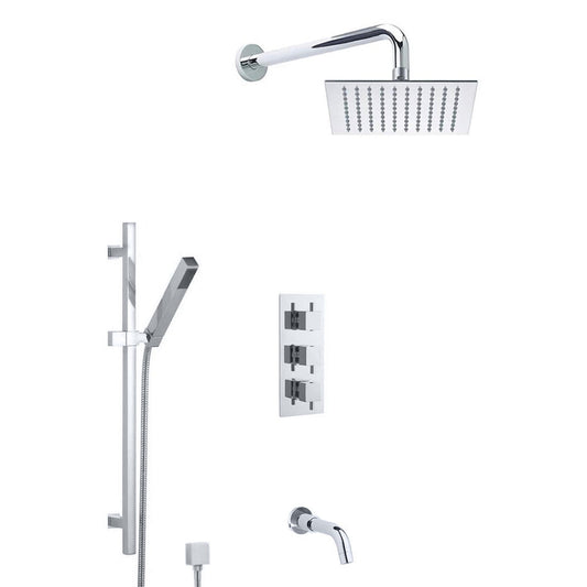 Fontana Liverpool Chrome 10" Wall-Mounted Thermostatic Rainfall Shower System With Hand Shower and Without Water Power LED Lights