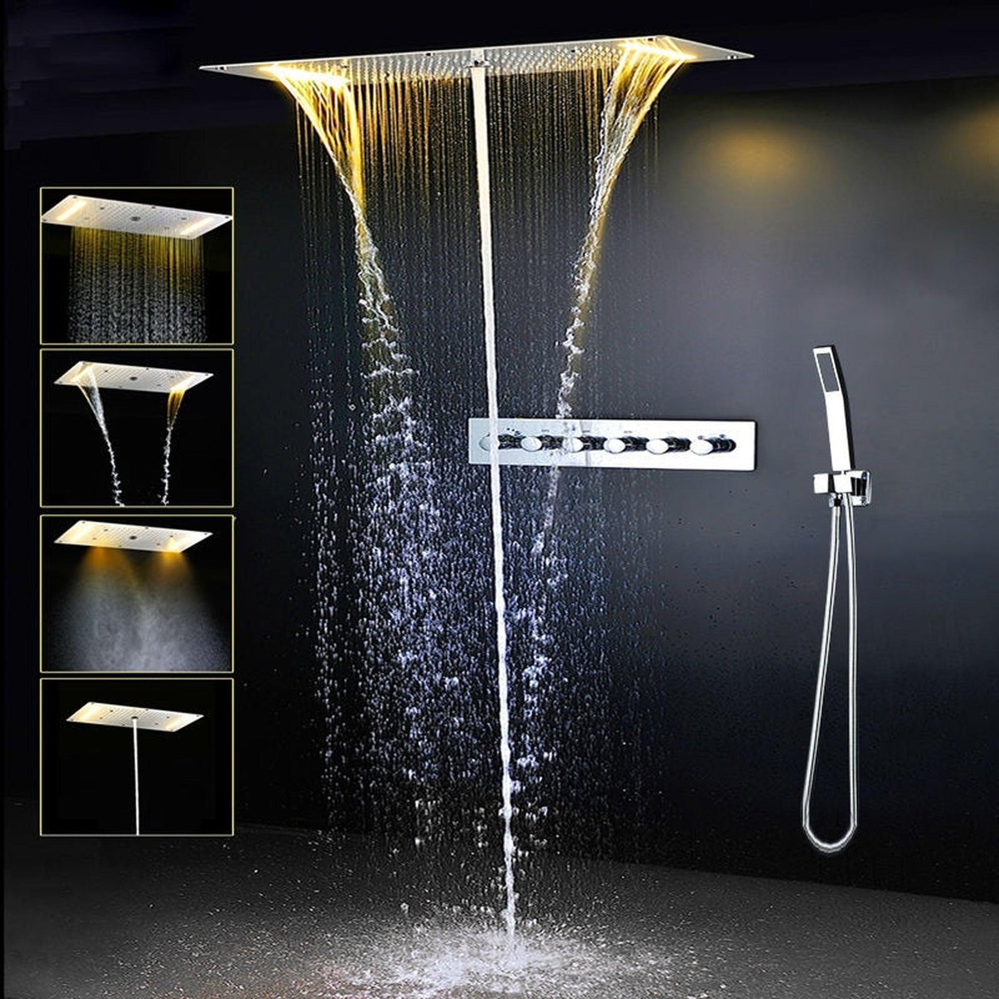 Fontana Livorno Chrome Recessed Rainfall LED Shower System