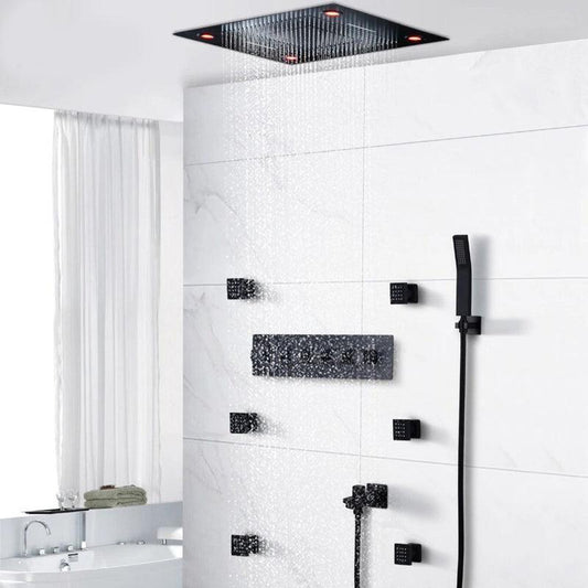 Fontana Luigi Matte Black LED Remote Control Brass Shower Set